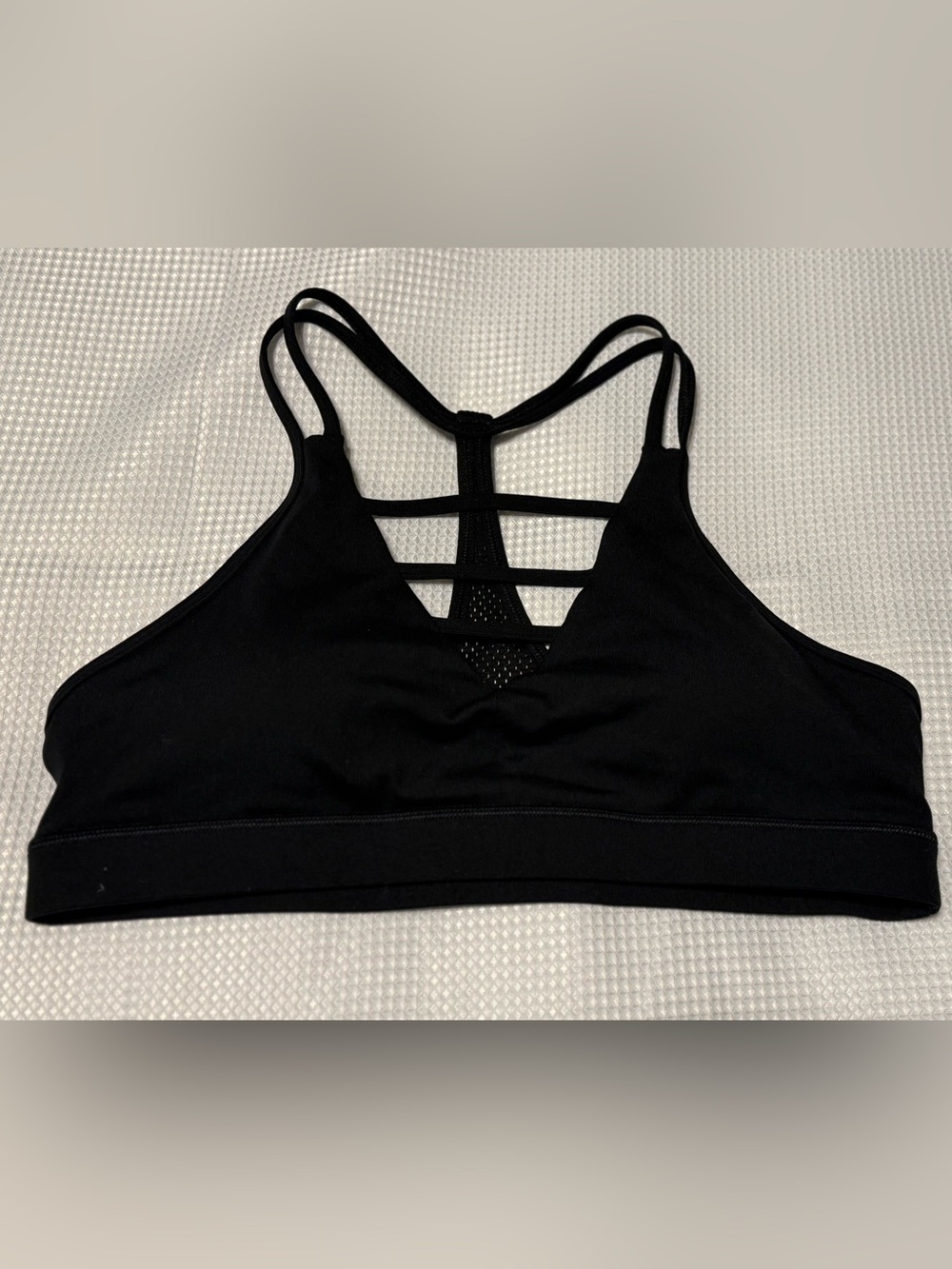 ZYIA Black Strappy Mesh Sports Bra, XL